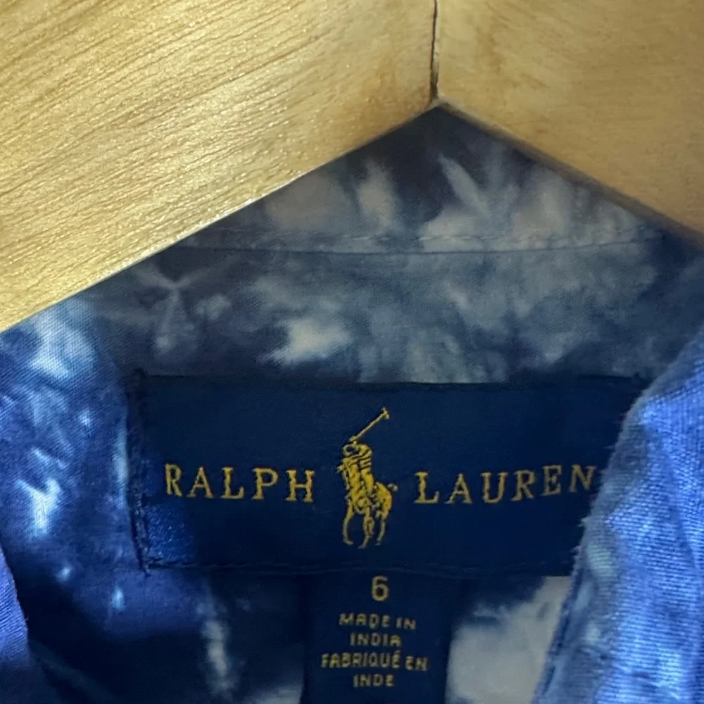 Ralph Lauren boys Navy and White Tie-Dye Button-Down Shirt‎